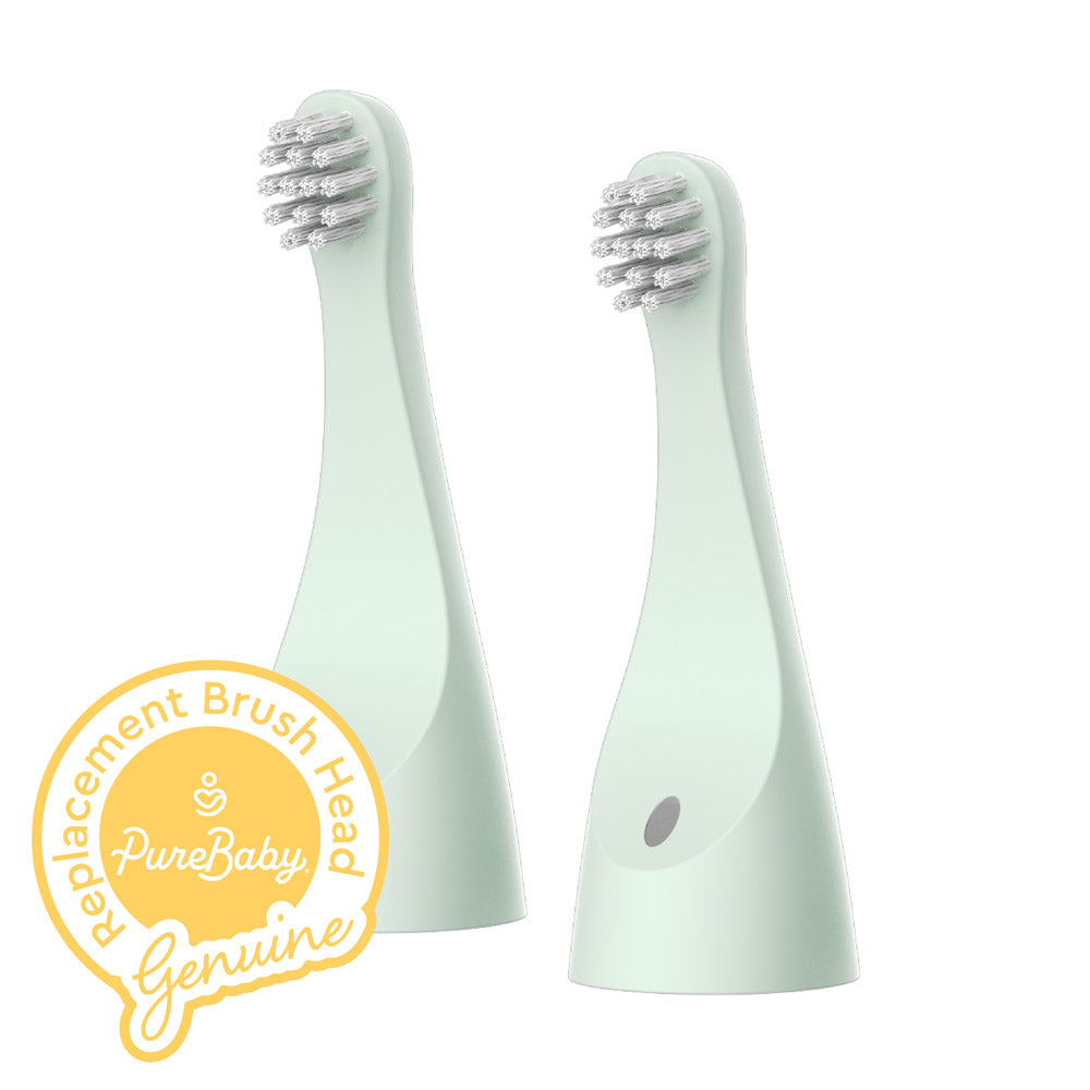 PureBaby Infant-to-Toddler Electric Toothbrush (PEBBYBSH-SG) - 2-Pack Replacement Bristle Brush Heads