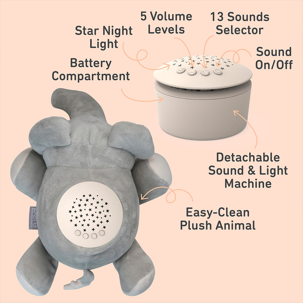 PureBaby® Sound Sleepers Sound Machine and Star Projector - Elephant - Image 5