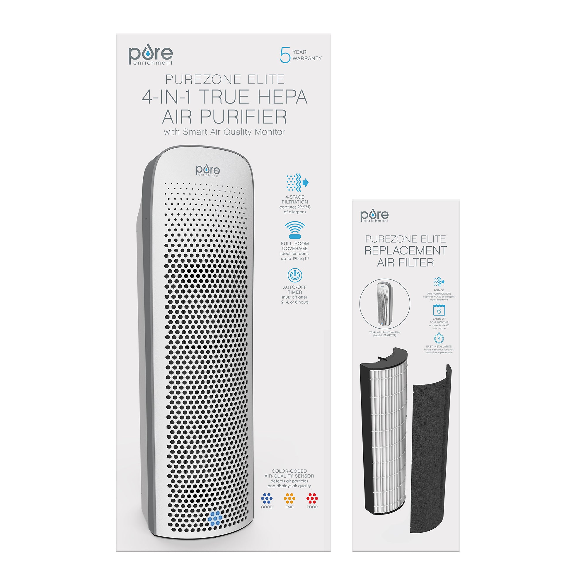 PureZone™ Elite 4-in-1 True HEPA Air Purifier & Replacement Filter Bundle - Image 9